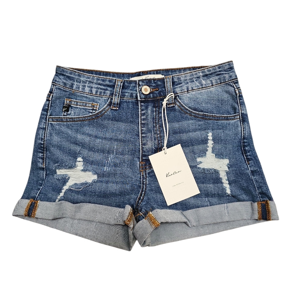 KanCan Distressed Blue Jean Shorts Size W3/25 New With Tag